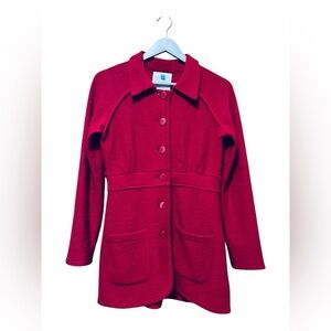 Sparrow Red Wool Coat Button Front Collared Jacket – Size Small